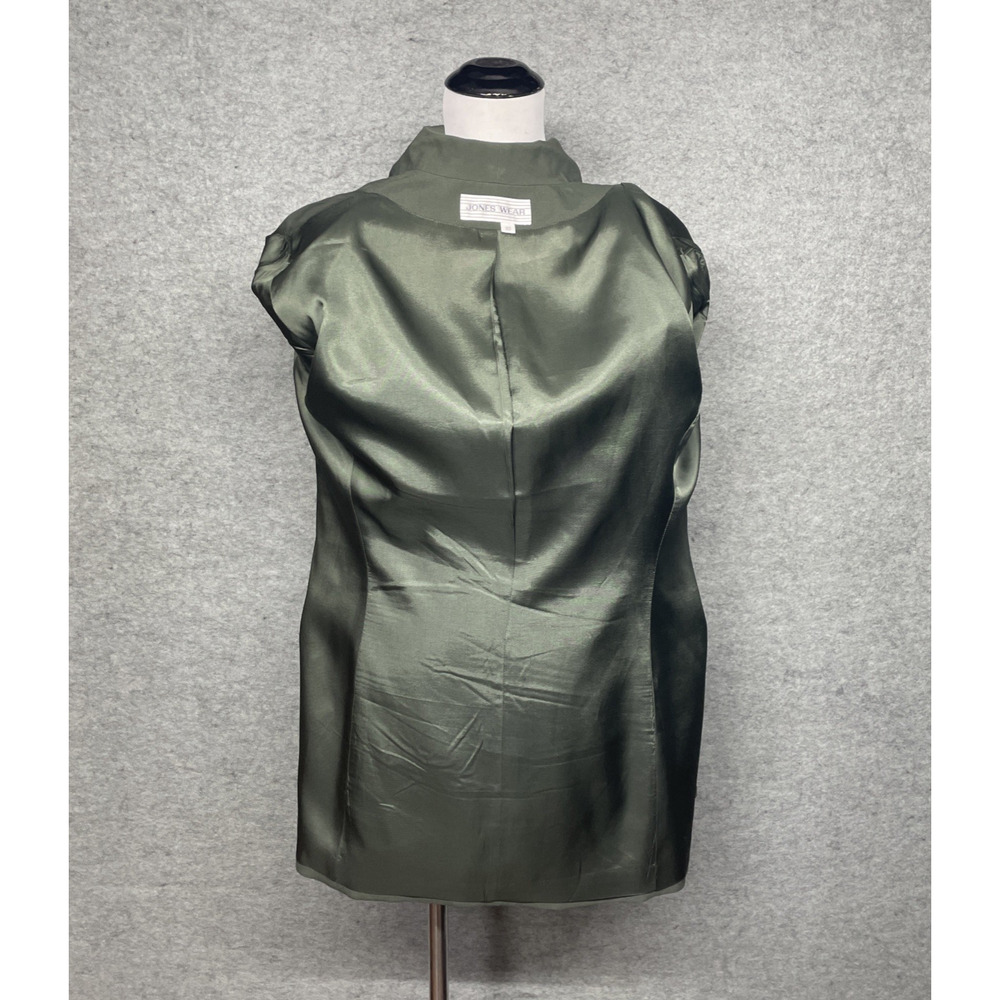 Vtg 80-90s Jones Wear Sage Green 1-button Womens 10 Blazer Shawl Lapel Career - Picture 8 of 9